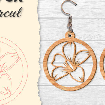 Intra απο ξύλο plywood 3mm-4mm πάχος - Σκουλαρίκι Flower cut Laser Δίασταση 3x3 cm INTRAFABR-122656044 - Image 9