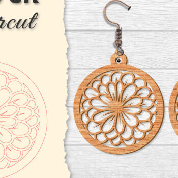 Intra απο ξύλο plywood 3mm-4mm πάχος - Σκουλαρίκι Flower cut Laser Δίασταση 3x3 cm INTRAFABR-122656044 - Image 15