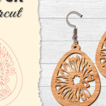 Intra απο ξύλο plywood 3mm-4mm πάχος - Σκουλαρίκι Flower cut Laser Δίασταση 3x3 cm INTRAFABR-122656051 - Image 2