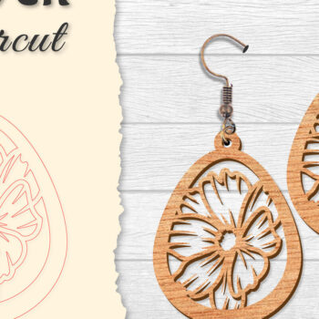 Intra απο ξύλο plywood 3mm-4mm πάχος - Σκουλαρίκι Flower cut Laser Δίασταση 3x3 cm INTRAFABR-122656051 - Image 3