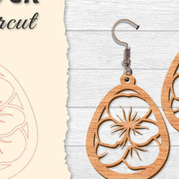 Intra απο ξύλο plywood 3mm-4mm πάχος - Σκουλαρίκι Flower cut Laser Δίασταση 3x3 cm INTRAFABR-122656051 - Image 5