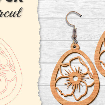 Intra απο ξύλο plywood 3mm-4mm πάχος - Σκουλαρίκι Flower cut Laser Δίασταση 3x3 cm INTRAFABR-122656051 - Image 8