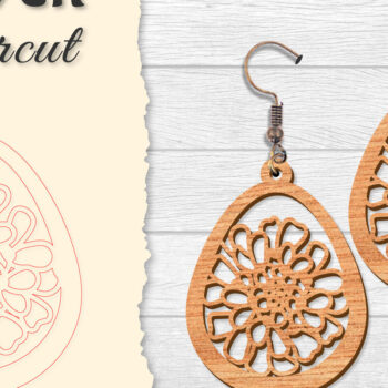 Intra απο ξύλο plywood 3mm-4mm πάχος - Σκουλαρίκι Flower cut Laser Δίασταση 3x3 cm INTRAFABR-122656051 - Image 10