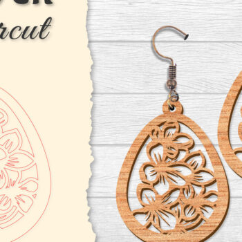 Intra απο ξύλο plywood 3mm-4mm πάχος - Σκουλαρίκι Flower cut Laser Δίασταση 3x3 cm INTRAFABR-122656051 - Image 12