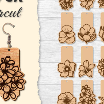 Intra απο ξύλο plywood 3mm-4mm πάχος - Σκουλαρίκι Flower cut Laser Δίασταση 3x3 cm INTRAFABR-122656060 - Image 1