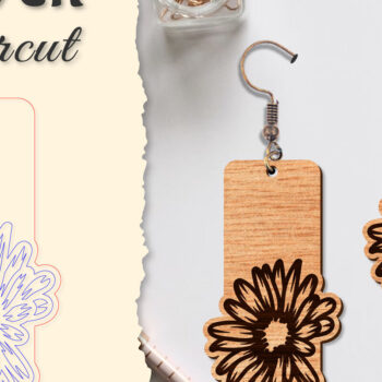 Intra απο ξύλο plywood 3mm-4mm πάχος - Σκουλαρίκι Flower cut Laser Δίασταση 3x3 cm INTRAFABR-122656060 - Image 2