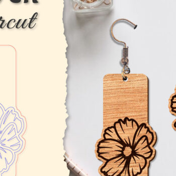 Intra απο ξύλο plywood 3mm-4mm πάχος - Σκουλαρίκι Flower cut Laser Δίασταση 3x3 cm INTRAFABR-122656060 - Image 3