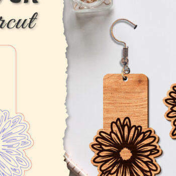 Intra απο ξύλο plywood 3mm-4mm πάχος - Σκουλαρίκι Flower cut Laser Δίασταση 3x3 cm INTRAFABR-122656060 - Image 4