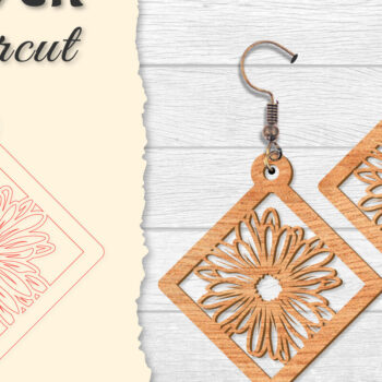 Intra απο ξύλο plywood 3mm-4mm πάχος - Σκουλαρίκι Flower cut Laser Δίασταση 3x3 cm INTRAFABR-122656046 - Image 4