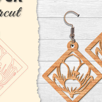 Intra απο ξύλο plywood 3mm-4mm πάχος - Σκουλαρίκι Flower cut Laser Δίασταση 3x3 cm INTRAFABR-122656046 - Image 6