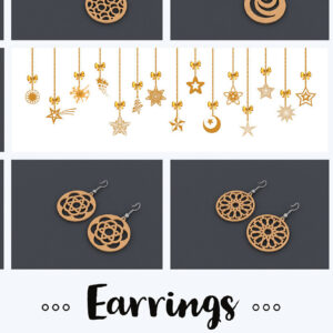 Intra απο ξύλο plywood 3mm-4mm πάχος - Σετ κοσμημάτων σκουλαρίκια  DXF CDR File 178 Δίασταση 3x3 cm INTRAFABR-54582034