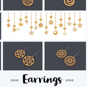 Intra απο ξύλο plywood 3mm-4mm πάχος - Σετ κοσμημάτων σκουλαρίκια  DXF CDR File 178 Δίασταση 3x3 cm INTRAFABR-54582034 - Image 1