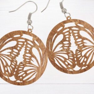 Intra απο ξύλο plywood 3mm-4mm πάχος - Σκουλαρίκι Laser Cut, Σκουλαρίκι πεταλούδα Δίασταση 3x3 cm INTRAFABR-66875187