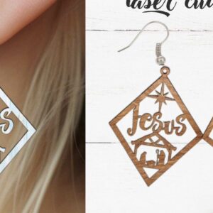 Intra απο ξύλο plywood 3mm-4mm πάχος - Σκουλαρίκι κομμένο  με λέιζερ, Χριστουγεννιάτικα σκουλαρίκια Δίασταση 3x3 cm INTRAFABR-81653874