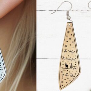 Intra απο ξύλο plywood 3mm-4mm πάχος - Σκουλαρίκι κομμένο  με λέιζερ, Χριστούγεννα Δίασταση 3x3 cm INTRAFABR-81329475