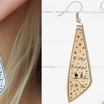 Intra απο ξύλο plywood 3mm-4mm πάχος - Σκουλαρίκι κομμένο  με λέιζερ, Χριστούγεννα Δίασταση 3x3 cm INTRAFABR-81329475 - Image 2