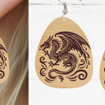 Intra απο ξύλο plywood 3mm-4mm πάχος - Σκουλαρίκι Laser Cut File, Dragon Earring G Δίασταση 3x3 cm INTRAFABR-122135401 - Image 2