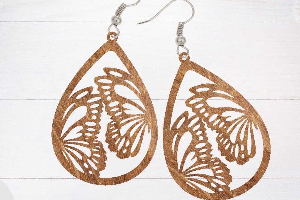 Intra απο ξύλο plywood 3mm-4mm πάχος - Σκουλαρίκι Laser Cut File, Σκουλαρίκι  Δίασταση 3x3 cm INTRAFABR-66909842