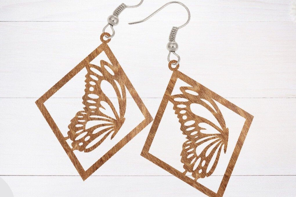 Intra απο ξύλο plywood 3mm-4mm πάχος - Σκουλαρίκι Laser Cut File, Σκουλαρίκι  Δίασταση 3x3 cm INTRAFABR-66910147