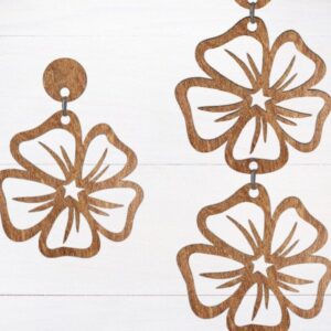 Intra απο ξύλο plywood 3mm-4mm πάχος - Σκουλαρίκι  κοπής με λέιζερ, Σκουλαρίκι λουλουδιών Δίασταση 3x3 cm INTRAFABR-69806650