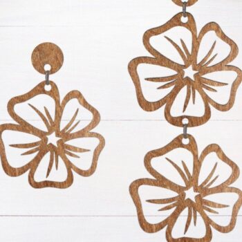 Intra απο ξύλο plywood 3mm-4mm πάχος - Σκουλαρίκι  κοπής με λέιζερ, Σκουλαρίκι λουλουδιών Δίασταση 3x3 cm INTRAFABR-69806650 - Image 2