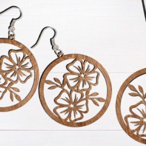 Intra απο ξύλο plywood 3mm-4mm πάχος - Σκουλαρίκι  κοπής με λέιζερ, Σκουλαρίκι λουλουδιών Δίασταση 3x3 cm INTRAFABR-70009560