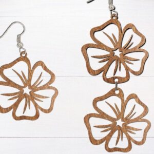 Intra απο ξύλο plywood 3mm-4mm πάχος - Σκουλαρίκι  κοπής με λέιζερ, Σκουλαρίκι λουλουδιών Δίασταση 3x3 cm INTRAFABR-69806425