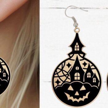 Intra απο ξύλο plywood 3mm-4mm πάχος - Σκουλαρίκια με λέιζερ κομμένο , Halloween Earrin Δίασταση 3x3 cm INTRAFABR-102611729 - Image 1