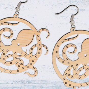 Intra απο ξύλο plywood 3mm-4mm πάχος - Σκουλαρίκι κομμένο  με λέιζερ, σκουλαρίκι χταπόδι Δίασταση 3x3 cm INTRAFABR-70546432 - Image 3