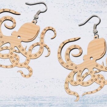 Intra απο ξύλο plywood 3mm-4mm πάχος - Σκουλαρίκι κομμένο  με λέιζερ, σκουλαρίκι χταπόδι Δίασταση 3x3 cm INTRAFABR-70545755 - Image 2