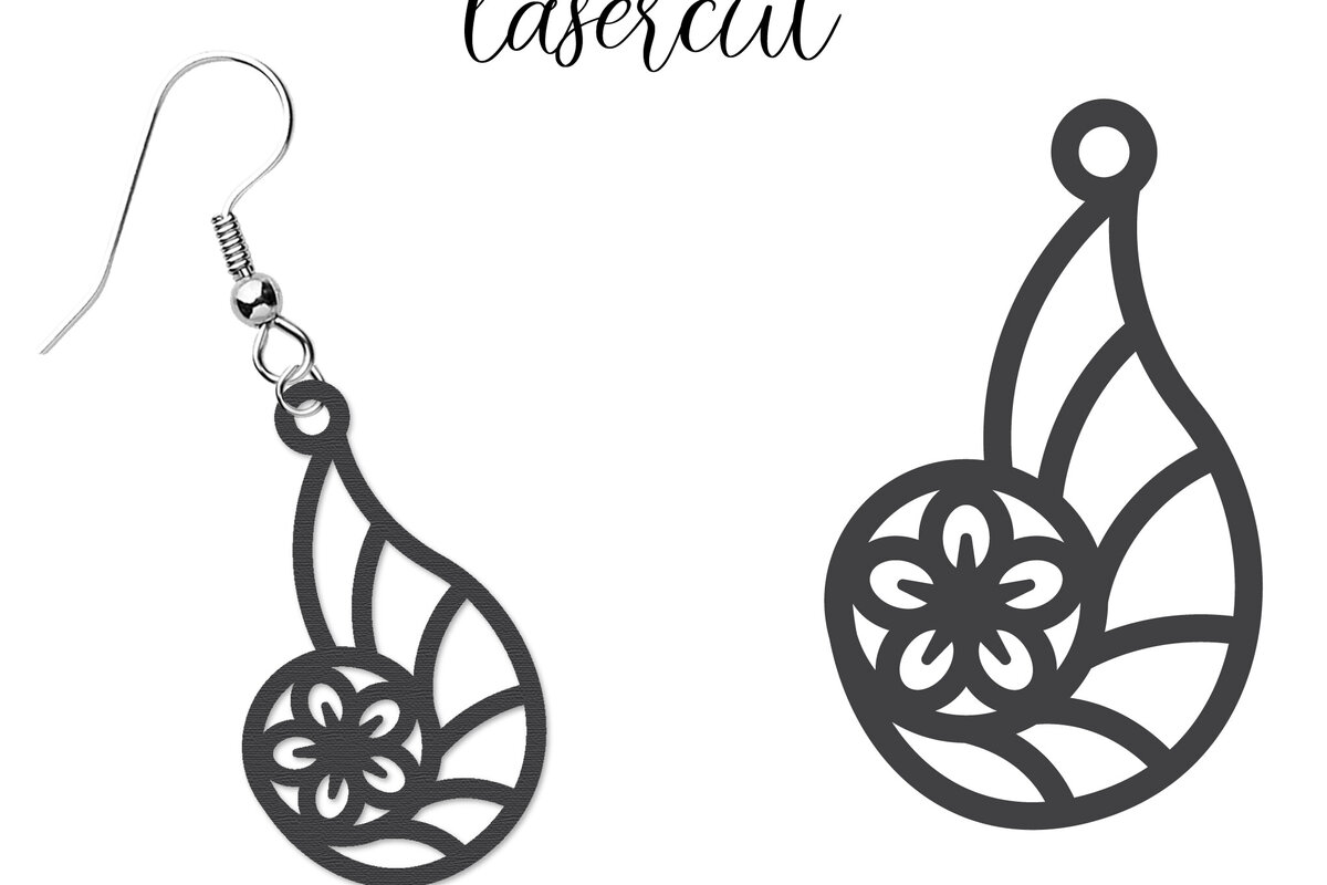 Intra απο ξύλο plywood 3mm-4mm πάχος - Σκουλαρίκι LaserCut -  Lasercut Δίασταση 3x3 cm INTRAFABR-116646946