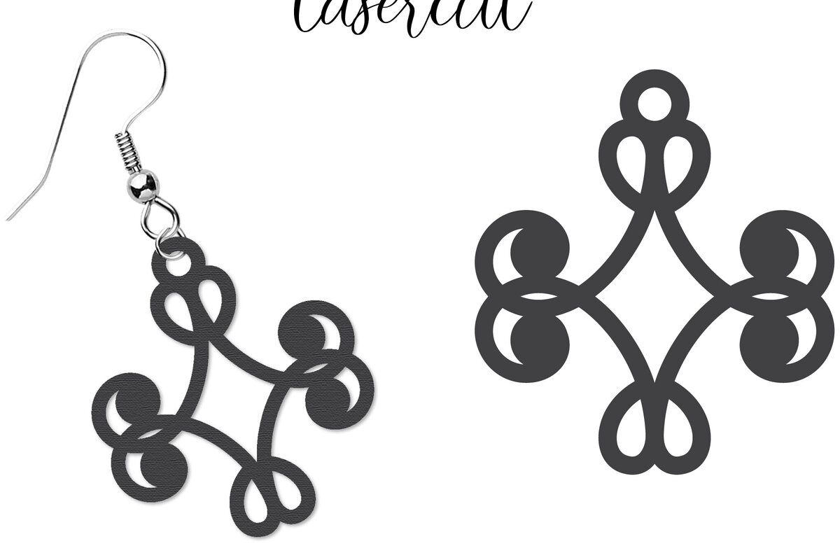 Intra απο ξύλο plywood 3mm-4mm πάχος - Σκουλαρίκι LaserCut -  Lasercut Δίασταση 3x3 cm INTRAFABR-116647030