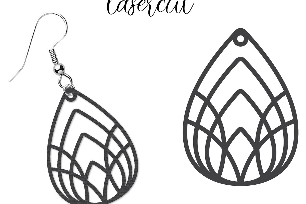 Intra απο ξύλο plywood 3mm-4mm πάχος - Σκουλαρίκι LaserCut -  Lasercut Δίασταση 3x3 cm INTRAFABR-117435447