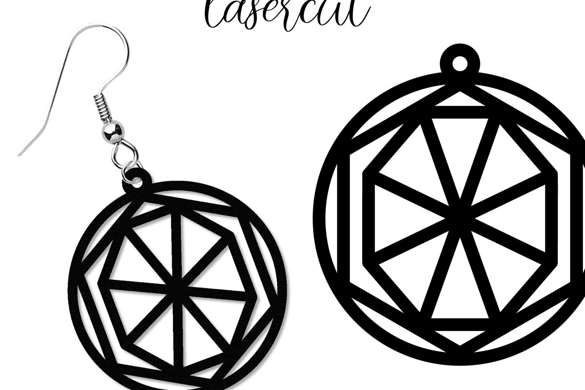 Intra απο ξύλο plywood 3mm-4mm πάχος - Σκουλαρίκι LaserCut - Πρότυπο Lasercut Δίασταση 3x3 cm INTRAFABR-118291255