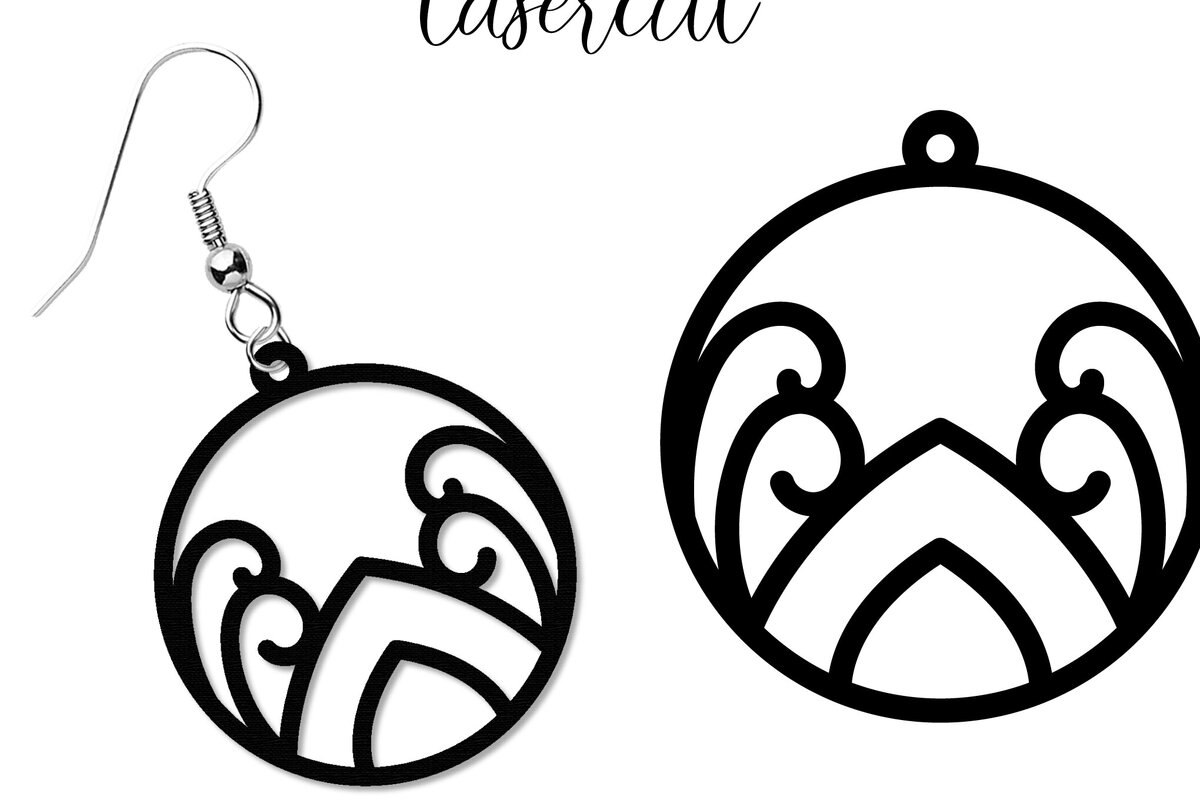 Intra απο ξύλο plywood 3mm-4mm πάχος - Σκουλαρίκι LaserCut - Πρότυπο Lasercut Δίασταση 3x3 cm INTRAFABR-118291320