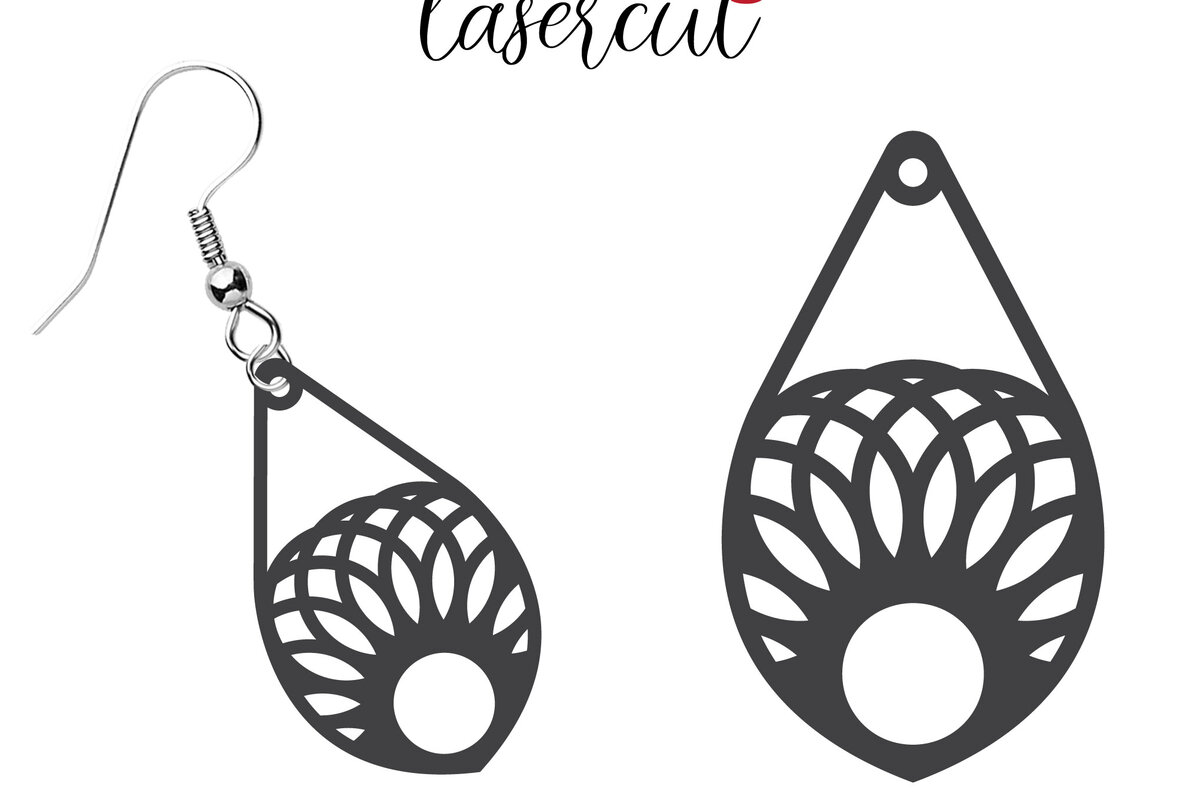 Intra απο ξύλο plywood 3mm-4mm πάχος - Σκουλαρίκι LaserCut  Δίασταση 3x3 cm INTRAFABR-116340314