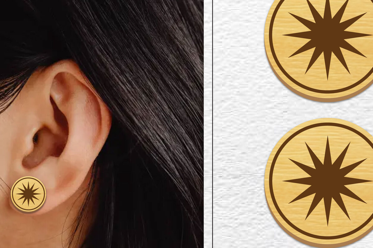 Intra απο ξύλο plywood 3mm-4mm πάχος - Σκουλαρίκια μαγνήτης κοπής λέιζερ | Καρφιά Δίασταση 3x3 cm INTRAFABR-101672638