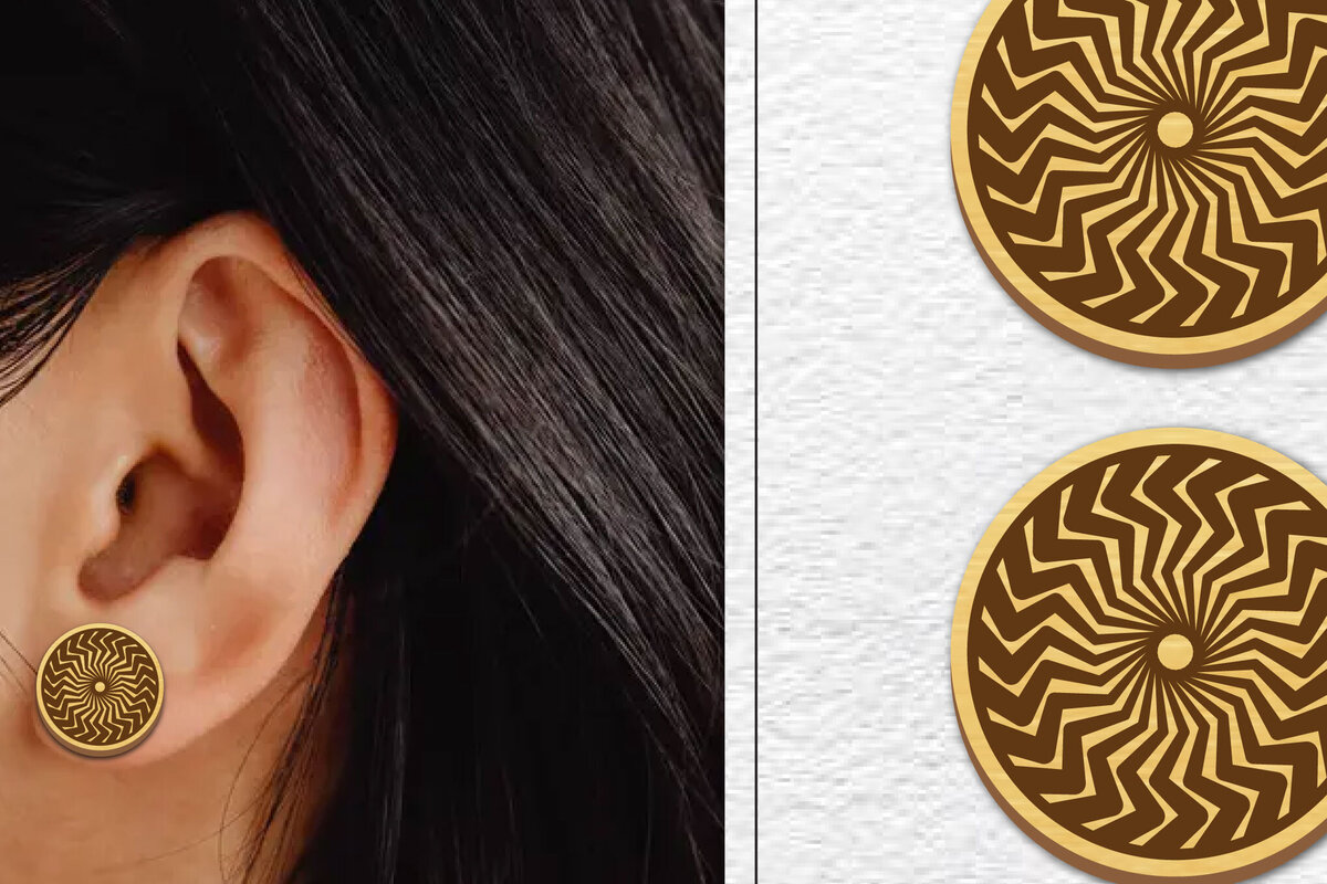 Intra απο ξύλο plywood 3mm-4mm πάχος - Σκουλαρίκια μαγνήτης κοπής με λέιζερ | Καρφιά Δίασταση 3x3 cm INTRAFABR-101275564