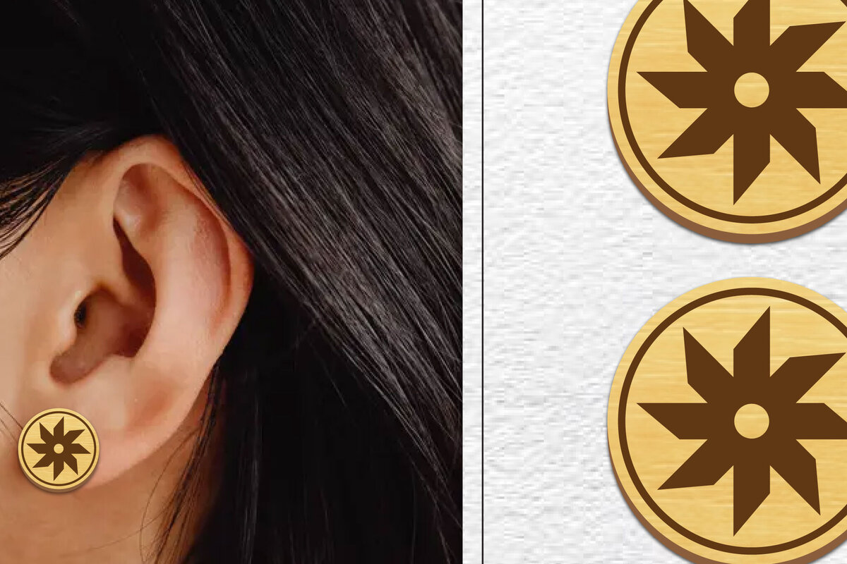 Intra απο ξύλο plywood 3mm-4mm πάχος - Σκουλαρίκια μαγνήτης κοπής με λέιζερ | Καρφιά Δίασταση 3x3 cm INTRAFABR-101452955