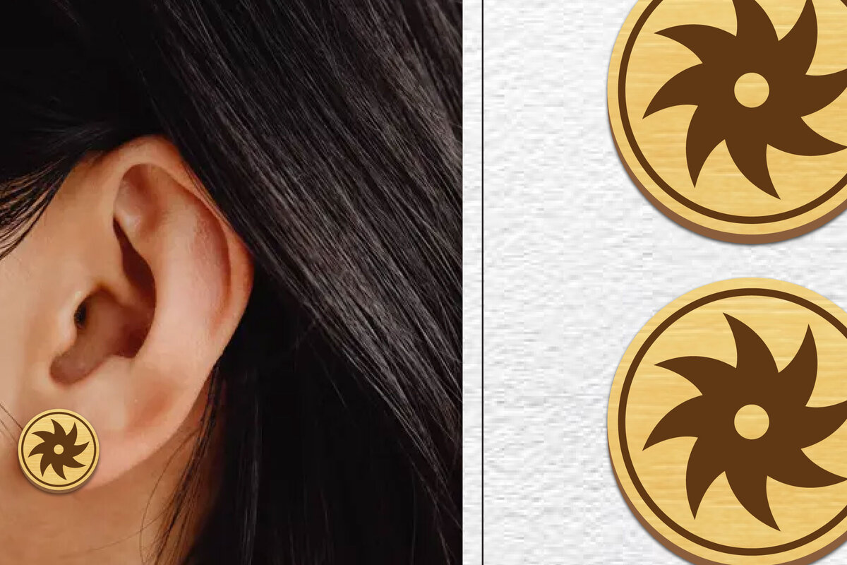 Intra απο ξύλο plywood 3mm-4mm πάχος - Σκουλαρίκια μαγνήτης κοπής με λέιζερ | Καρφιά Δίασταση 3x3 cm INTRAFABR-101453001