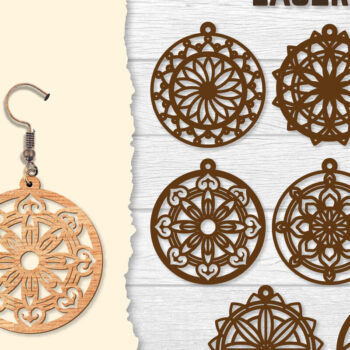 Intra απο ξύλο plywood 3mm-4mm πάχος - Σκουλαρίκια Mandala Lasercut BNDLES Δίασταση 3x3 cm INTRAFABR-120627100 - Image 1