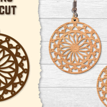 Intra απο ξύλο plywood 3mm-4mm πάχος - Σκουλαρίκια Mandala Lasercut BNDLES Δίασταση 3x3 cm INTRAFABR-120627100 - Image 2