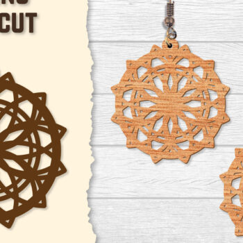 Intra απο ξύλο plywood 3mm-4mm πάχος - Σκουλαρίκια Mandala Lasercut BNDLES Δίασταση 3x3 cm INTRAFABR-120627100 - Image 3