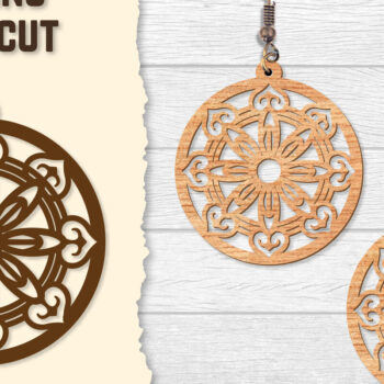 Intra απο ξύλο plywood 3mm-4mm πάχος - Σκουλαρίκια Mandala Lasercut BNDLES Δίασταση 3x3 cm INTRAFABR-120627100 - Image 6