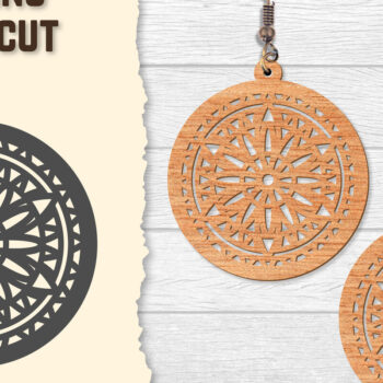 Intra απο ξύλο plywood 3mm-4mm πάχος - Σκουλαρίκια Mandala Lasercut BNDLES Δίασταση 3x3 cm INTRAFABR-120627174 - Image 4