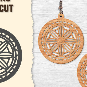 Intra απο ξύλο plywood 3mm-4mm πάχος - Σκουλαρίκια Mandala Lasercut BNDLES Δίασταση 3x3 cm INTRAFABR-120627174 - Image 5