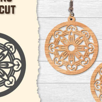 Intra απο ξύλο plywood 3mm-4mm πάχος - Σκουλαρίκια Mandala Lasercut BNDLES Δίασταση 3x3 cm INTRAFABR-120627174 - Image 6