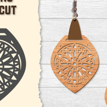 Intra απο ξύλο plywood 3mm-4mm πάχος - Σκουλαρίκια Mandala Lasercut BNDLES Δίασταση 3x3 cm INTRAFABR-120627183 - Image 2