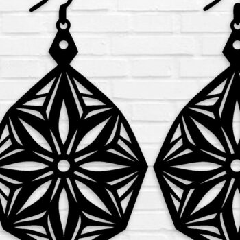 Intra απο ξύλο plywood 3mm-4mm πάχος - Σκουλαρίκι Μεταλλικός τοίχος κομμένο με λέιζερ  Δίασταση 3x3 cm INTRAFABR-103253547 - Image 1