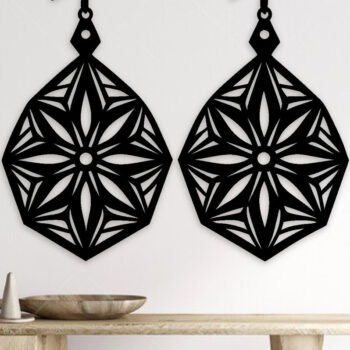 Intra απο ξύλο plywood 3mm-4mm πάχος - Σκουλαρίκι Μεταλλικός τοίχος κομμένο με λέιζερ  Δίασταση 3x3 cm INTRAFABR-103253547 - Image 2